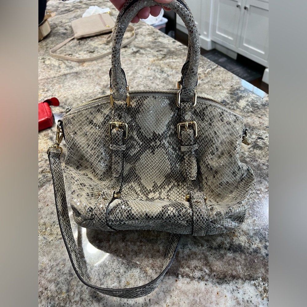 Michael Kors Python Embossed Leather Satchel Shou… - image 3